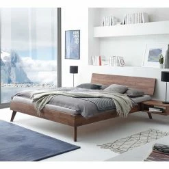 Mid Century Holzbett Aus Nussbaum Massiv - Isakina 7 Mid Century Holzbett Aus Nussbaum Massiv - Isakina -Valganios Sales mid century holzbett aus nussbaum massiv mit 90 cm bis 180 cm breite isakina 01