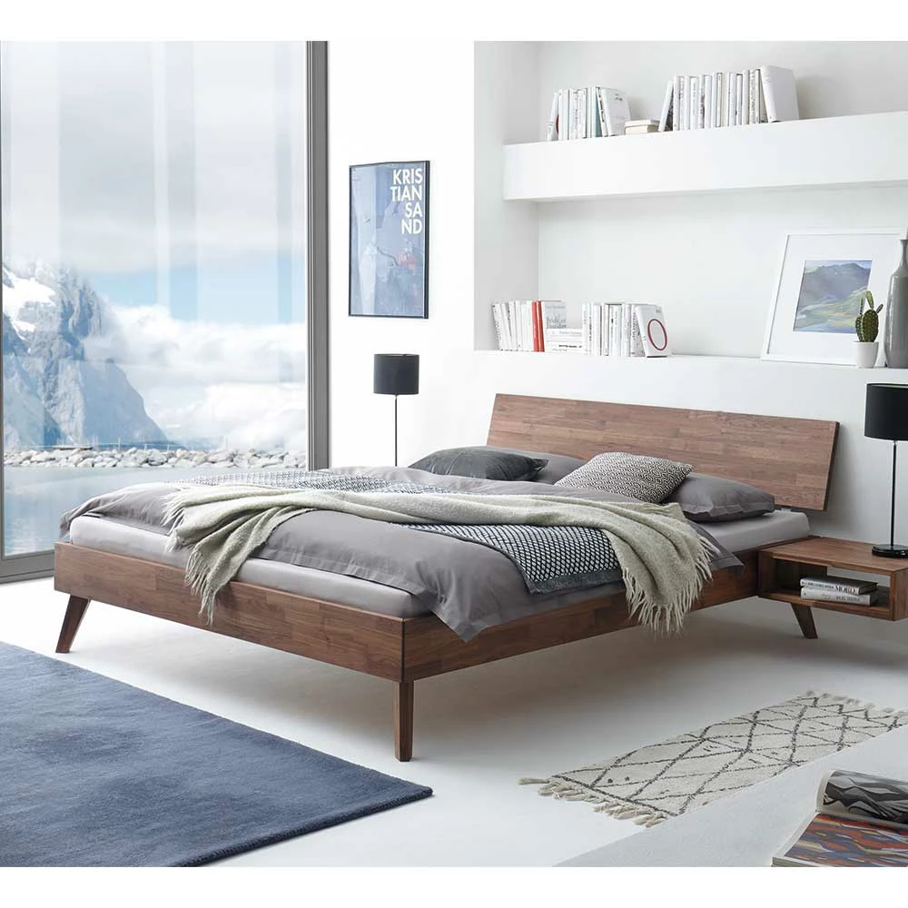 Mid Century Holzbett Aus Nussbaum Massiv - Isakina 4 Mid Century Holzbett Aus Nussbaum Massiv - Isakina – Bild 2