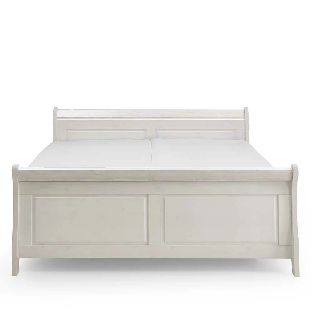 Modernes Landhausbett in Weiß - Kazanova Modernes Landhausbett In Weiß - Kazanova -Valganios Sales modernes landhausbett in weiss aus kiefer massivholz kazanova 01