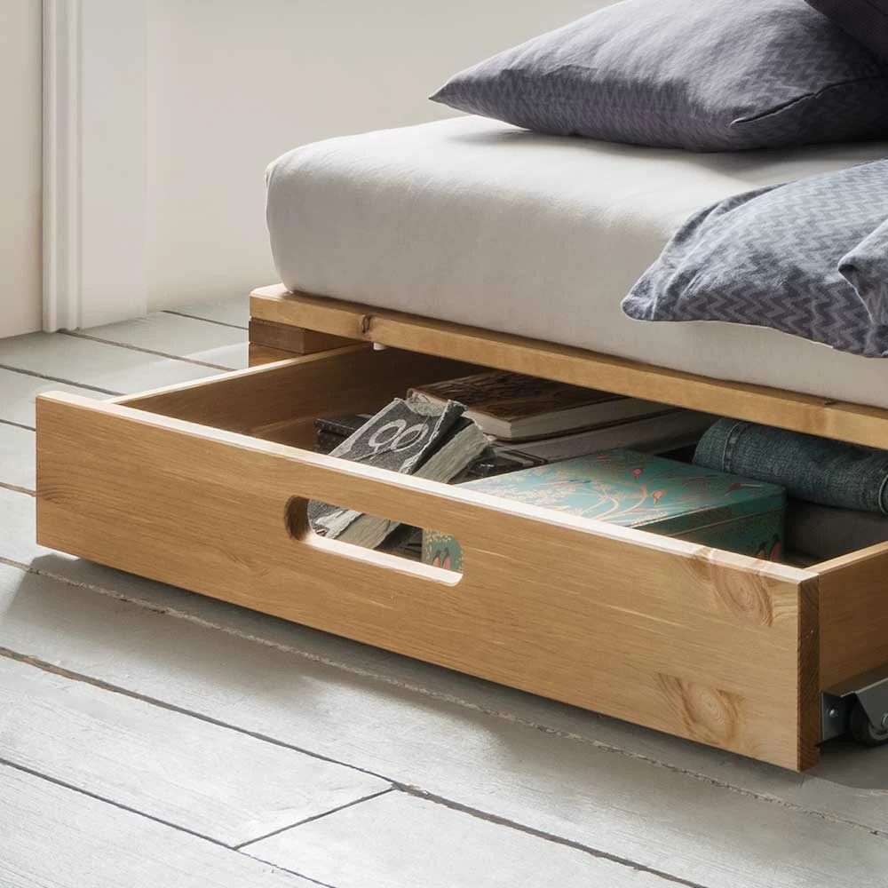 Modernes Palettenbett aus geöltem Kiefernholz - Lira Modernes Palettenbett Aus Geöltem Kiefernholz - Lira -Valganios Sales modernes palettenbett aus geoeltem kiefernholz mit rollschubkasten lira 02