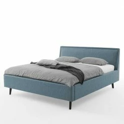 Modernes Polsterbett In Blaugrau Stoff - Sunhide 4 Modernes Polsterbett In Blaugrau Stoff - Sunhide -Valganios Sales modernes polsterbett in blaugrau stoff mit holzbeinen in schwarz sunhide 03