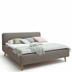 Modernes Stoff Doppelbett In Taupe - Vivien 4 Modernes Stoff Doppelbett In Taupe - Vivien -Valganios Sales modernes stoff doppelbett in taupe mit holzbeinen in eiche vivien 02