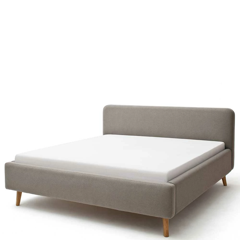 Modernes Stoff Doppelbett in Taupe - Vivien Modernes Stoff Doppelbett In Taupe - Vivien -Valganios Sales modernes stoff doppelbett in taupe mit holzbeinen in eiche vivien 03