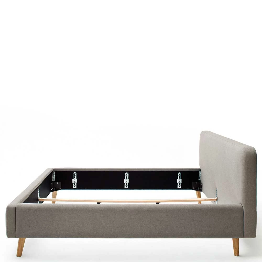 Modernes Stoff Doppelbett in Taupe - Vivien Modernes Stoff Doppelbett In Taupe - Vivien -Valganios Sales modernes stoff doppelbett in taupe mit holzbeinen in eiche vivien 04