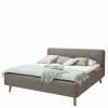 Modernes Stoff Doppelbett In Taupe - Vivien -Valganios Sales modernes stoff doppelbett in taupe mit holzbeinen in eiche vivien f