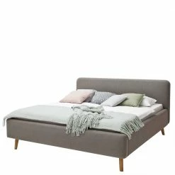 Modernes Stoff Doppelbett In Taupe - Vivien