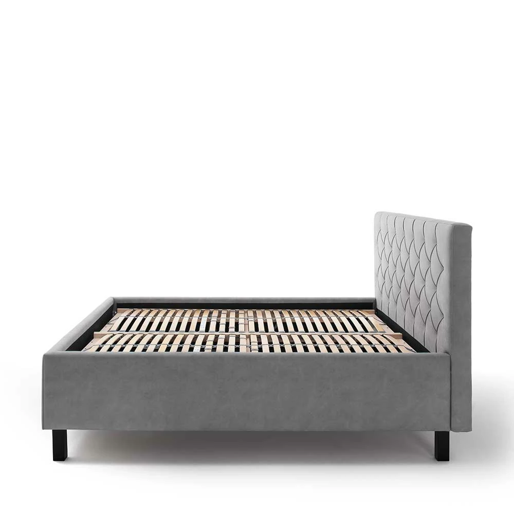 Modernes Stoffbett mit Bettkasten in Hellgrau - Villaro Modernes Stoffbett Mit Bettkasten In Hellgrau - Villaro -Valganios Sales modernes stoffbett mit bettkasten in hellgrau mit schwarzen holzfuessen villaro 05