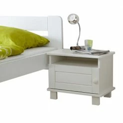 Nachtschrank & Einzelbett In Weiß - Ewlina (zweiteilig) -Valganios Sales nachtschrank einzelbett in weiss aus kiefer massivholz ewlina 03