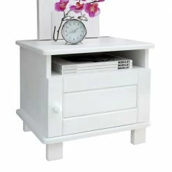 Nachtschrank & Einzelbett In Weiß - Ewlina (zweiteilig) -Valganios Sales nachtschrank einzelbett in weiss aus kiefer massivholz ewlina 04
