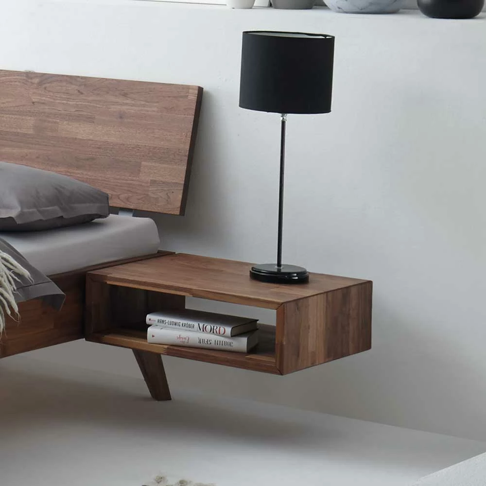 Nussbaum Massivholzbett & Nachttisch - Mariandra (zweiteilig) Nussbaum Massivholzbett & Nachttisch - Mariandra (zweiteilig) -Valganios Sales nussbaum massivholzbett nachttisch in 90x200 100x200 mariandra 02