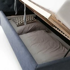 Polsterbett In Blaugrau & Schwarz - Renzo -Valganios Sales polsterbett in blaugrau schwarz in 160x200 180x200 bettkasten renzo 05