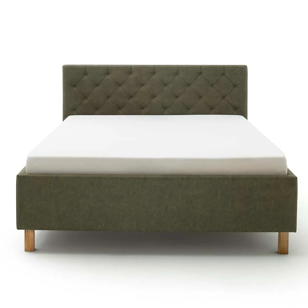Polsterbett in Oliv Grün & Eiche - Miania Polsterbett In Oliv Grün & Eiche - Miania -Valganios Sales polsterbett in oliv gruen eiche mit bettkasten 160x200 180x200 miania 02