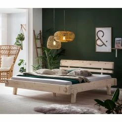 Rustikales Balkenbett Aus Fichte Massivholz - Basel -Valganios Sales rustikales balkenbett aus fichte massivholz naturbelassen 4 groessen basel 01