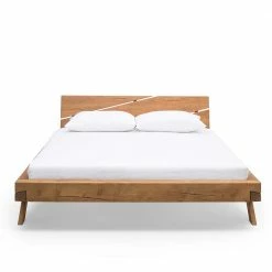 Rustikales Design Holzbett Aus Fichte Massivholz - Barria -Valganios Sales rustikales design holzbett aus fichte massivholz mit antik finish barria 02