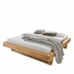 Rustikales Holzbett Mit Balkenrahmen Aus Fichte - Jaif