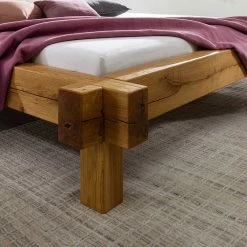 Rustikales Wildeiche Holzbett In Balken Bauweise - Gastonna 4 Rustikales Wildeiche Holzbett In Balken Bauweise - Gastonna -Valganios Sales rustikales wildeiche holzbett in balken bauweise mit geoelter oberflaeche gastonna 02