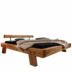 Rustikales Wildeichebett Mit Balken Kopfteil - Vellindro