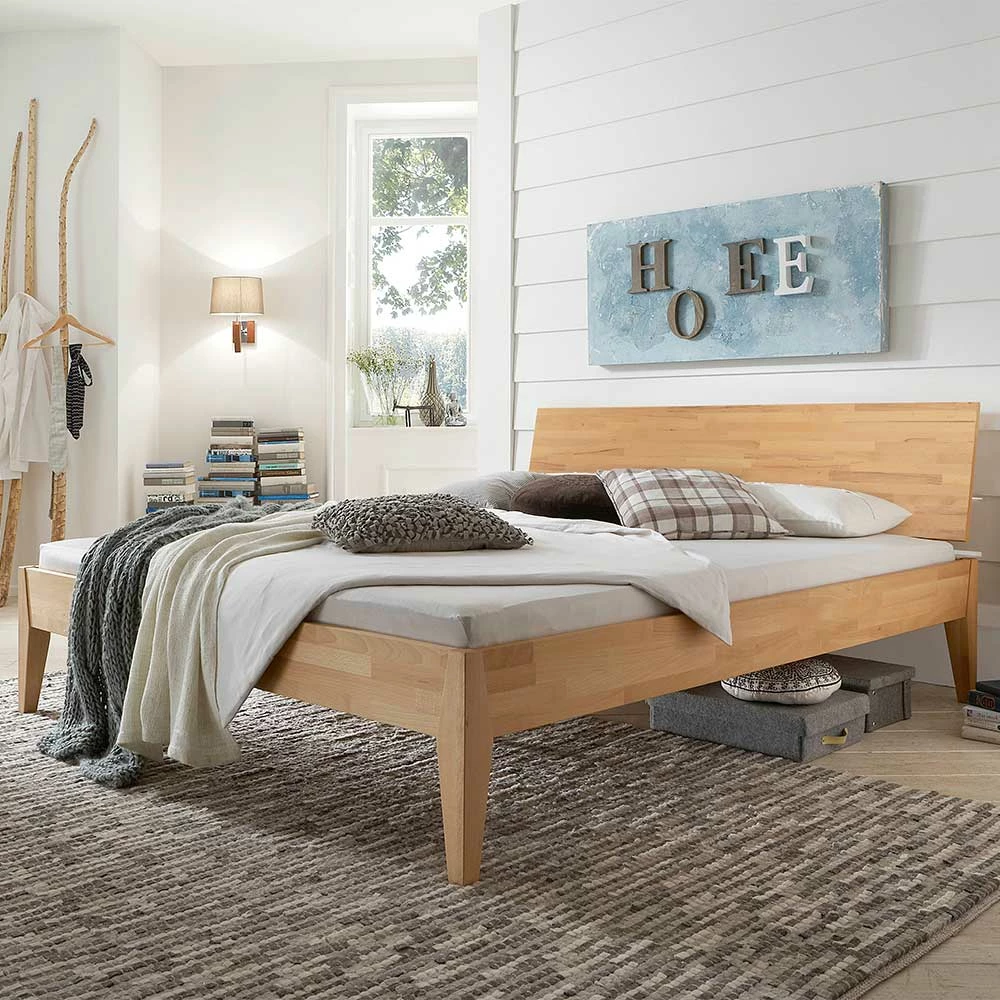Schlichtes Massivholzbett aus Buche geölt - Smenas Schlichtes Massivholzbett Aus Buche Geölt - Smenas -Valganios Sales schlichtes massivholzbett aus buche geoelt zb in 180x200 cm smenas 01