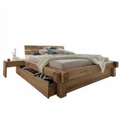 Valganios Sales 13 Schubkastenbett Aus Wildeiche Balken Twinn Mit 2 Nachttischen (dreiteilig)