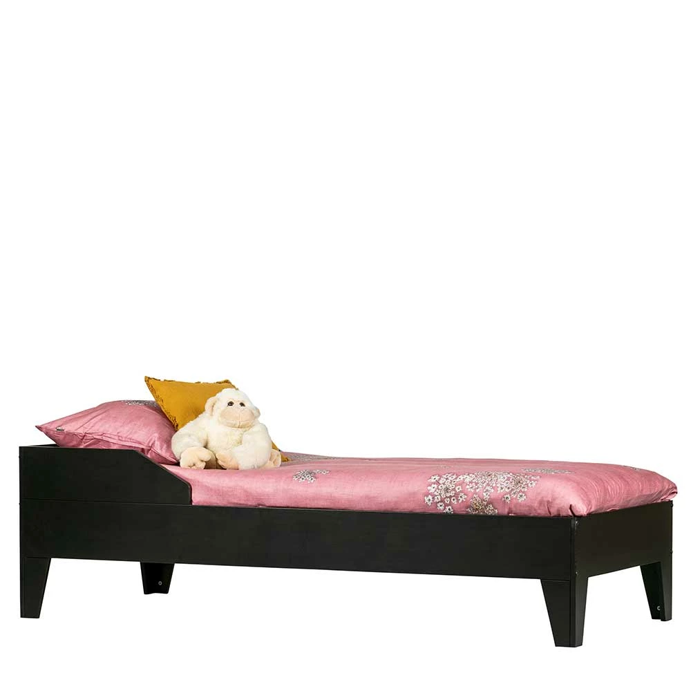 Schwarzes Holzbett aus Kiefer massiv - Ilvessino Schwarzes Holzbett Aus Kiefer Massiv - Ilvessino -Valganios Sales schwarzes holzbett aus kiefer massiv 94x59x204 niedriges kopfteil ilvessino 01