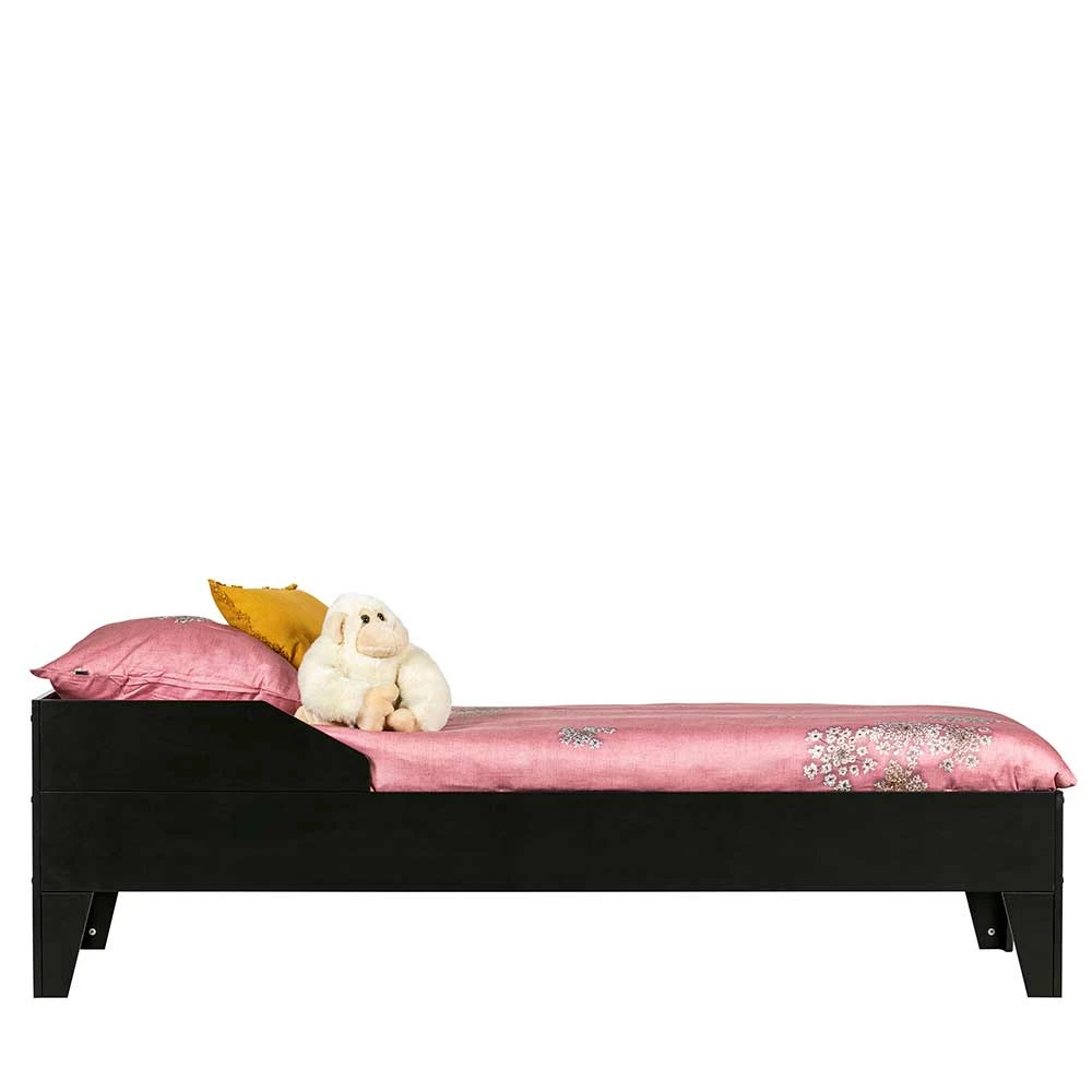 Schwarzes Holzbett aus Kiefer massiv - Ilvessino Schwarzes Holzbett Aus Kiefer Massiv - Ilvessino -Valganios Sales schwarzes holzbett aus kiefer massiv 94x59x204 niedriges kopfteil ilvessino 02