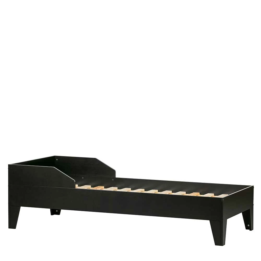 Schwarzes Holzbett aus Kiefer massiv - Ilvessino Schwarzes Holzbett Aus Kiefer Massiv - Ilvessino -Valganios Sales schwarzes holzbett aus kiefer massiv 94x59x204 niedriges kopfteil ilvessino f