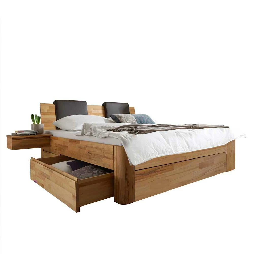 Set Doppelbett Anlage aus Kernbuche - Jecana (dreiteilig) Set Doppelbett Anlage Aus Kernbuche - Jecana (dreiteilig) -Valganios Sales set doppelbett anlage aus kernbuche mit schubladen jecana f