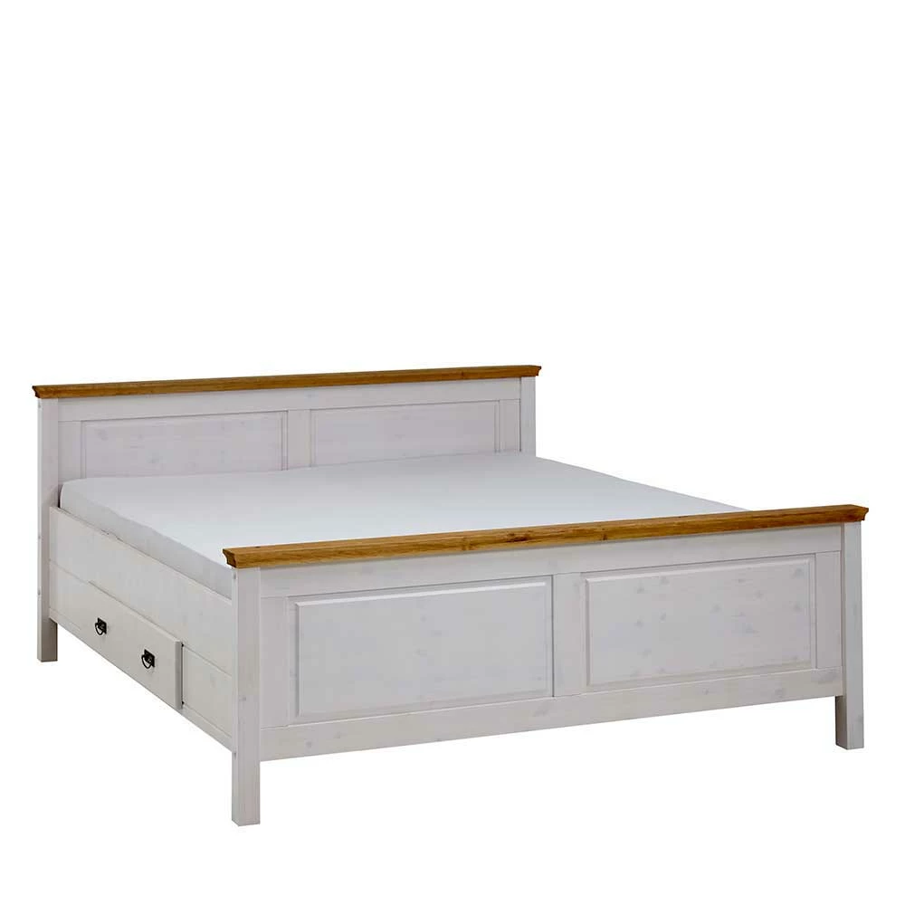 Set Landhausbett & Nachtschränke - Sibiuta (dreiteilig) Set Landhausbett & Nachtschränke - Sibiuta (dreiteilig) -Valganios Sales set landhausbett nachtschraenke aus kiefer teilmassiv sibiuta 03