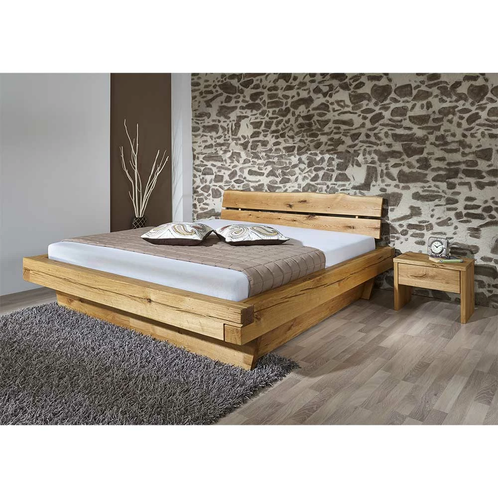 Set Wildeiche-Bett & Nachtkonsolen - Satton (dreiteilig) Set Wildeiche-Bett & Nachtkonsolen - Satton (dreiteilig) -Valganios Sales set wildeiche bett nachtkonsolen optional mit bettkasten satton 01