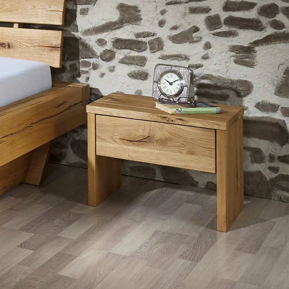 Set Wildeiche-Bett & Nachtkonsolen - Satton (dreiteilig) Set Wildeiche-Bett & Nachtkonsolen - Satton (dreiteilig) -Valganios Sales set wildeiche bett nachtkonsolen optional mit bettkasten satton 03