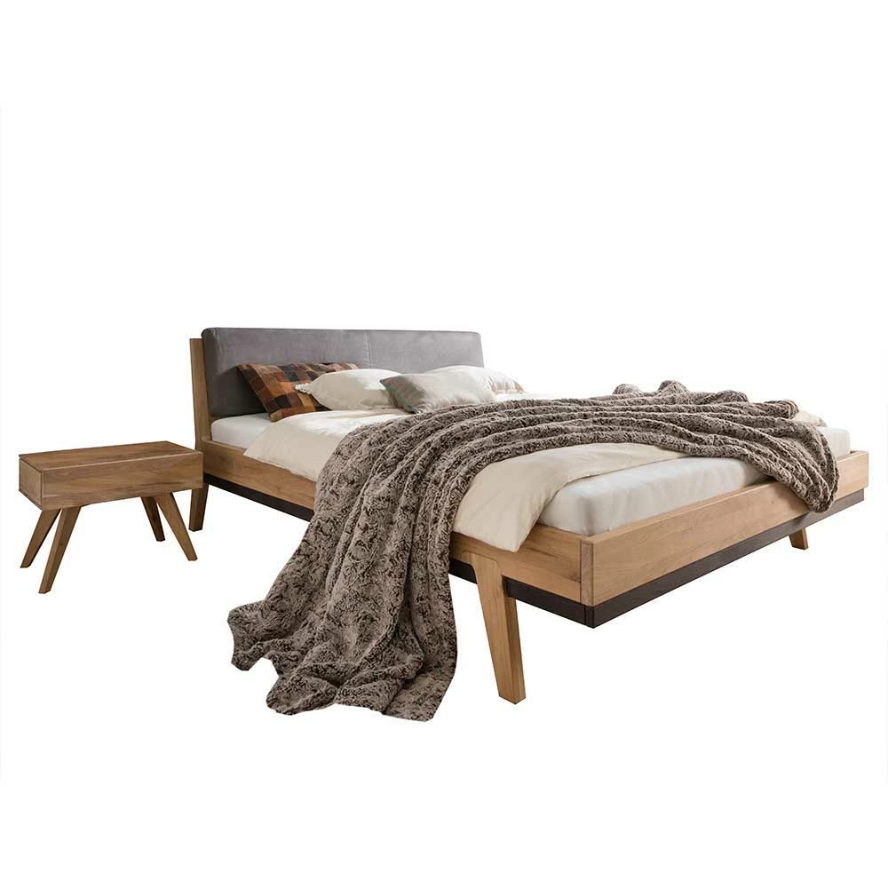 Set Wildeiche Bett & Nachttische - Elscura (dreiteilig) Set Wildeiche Bett & Nachttische - Elscura (dreiteilig) -Valganios Sales set wildeiche bett nachttische in tollem design elscura f