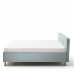 Skandi Bett In Hellblau & Eiche - Cutricco -Valganios Sales skandi bett in hellblau eiche aus webstoff massivholz cutricco 02