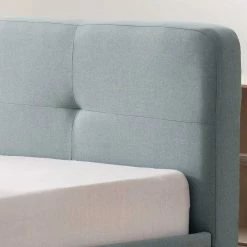 Skandi Bett In Hellblau & Eiche - Cutricco -Valganios Sales skandi bett in hellblau eiche aus webstoff massivholz cutricco 05