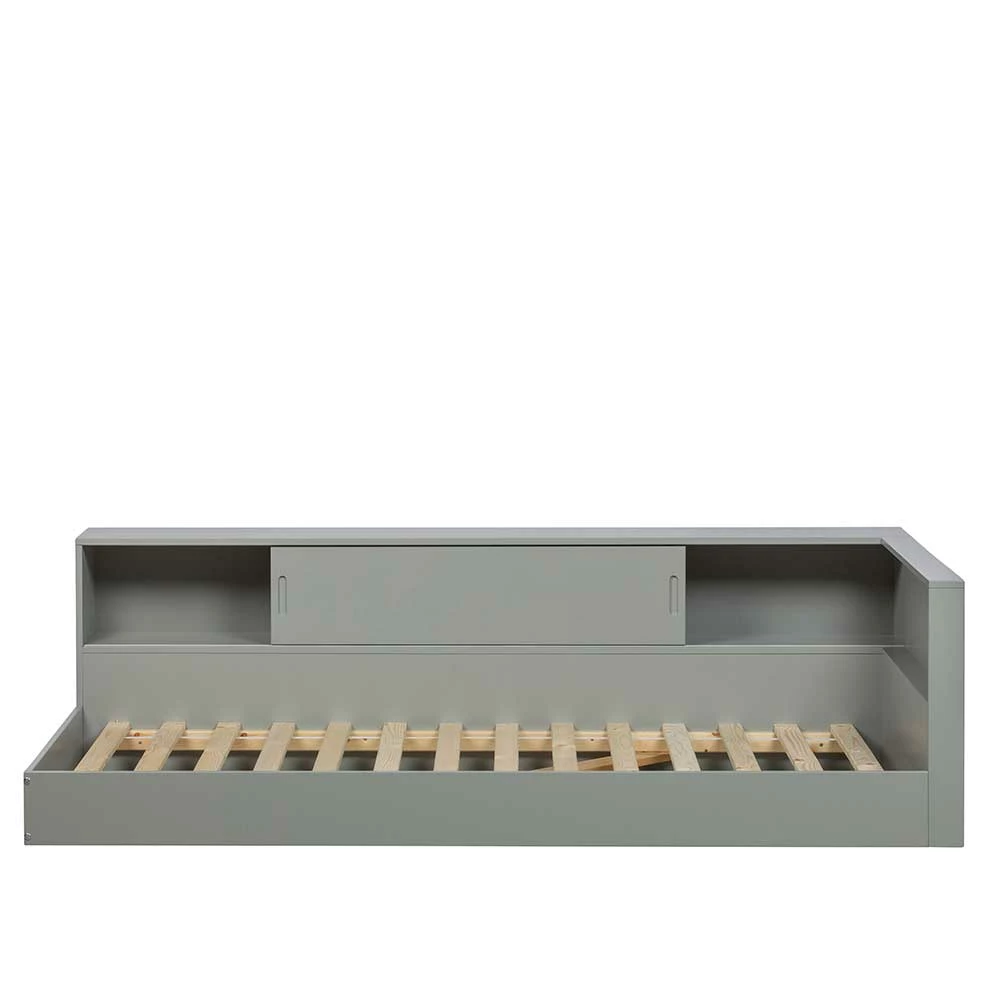 Skandi Bett mit Seitenregal in Grau - Aglio Skandi Bett Mit Seitenregal In Grau - Aglio -Valganios Sales skandi bett mit seitenregal in grau aus kiefer massivholz aglio 02