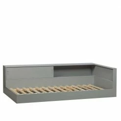 Skandi Bett Mit Seitenregal In Grau - Aglio