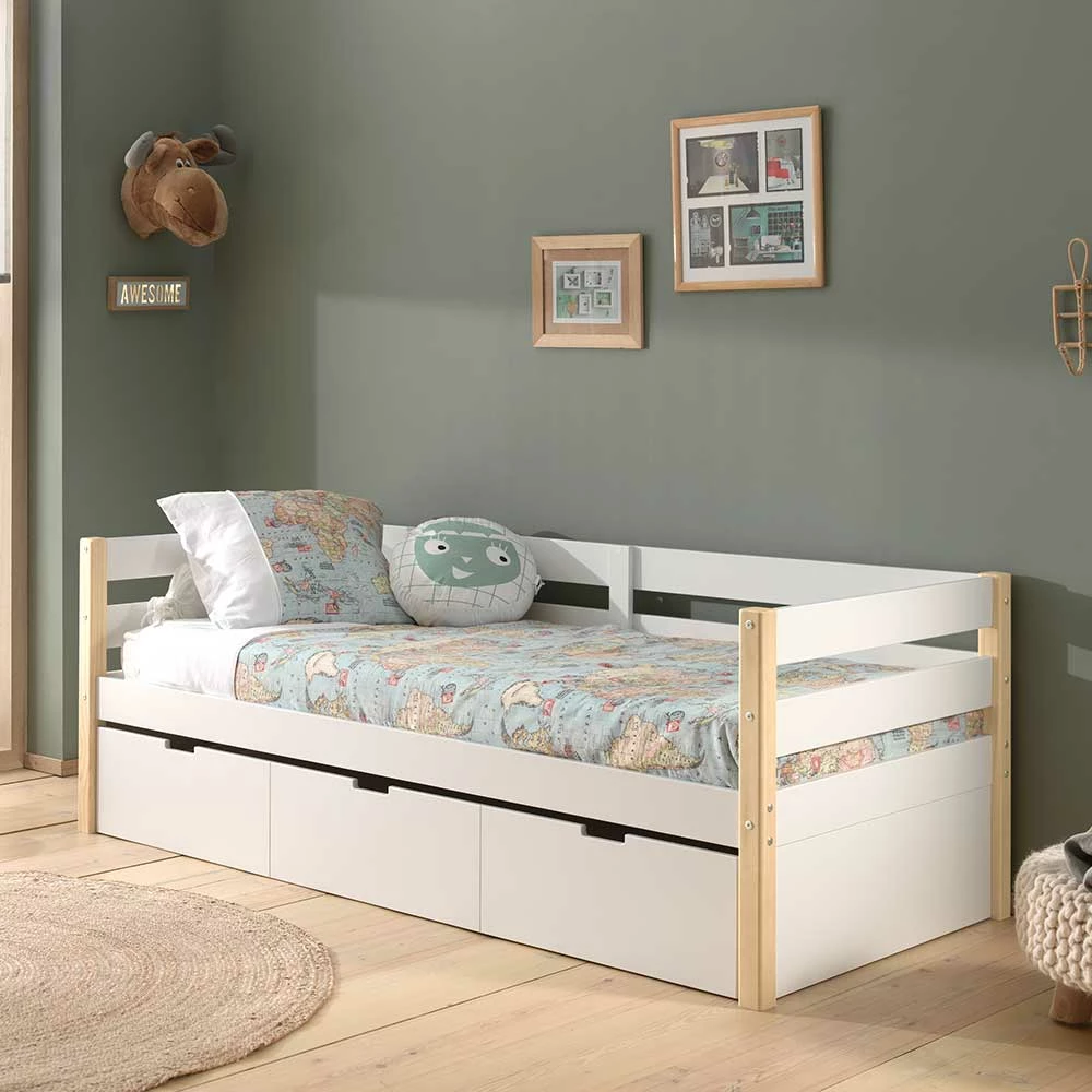 Skandi Kojenbett in Weiß & Kiefer - Ayfina Skandi Kojenbett In Weiß & Kiefer - Ayfina -Valganios Sales skandi kojenbett in weiss kiefer optional mit bettschublade ayfina 01