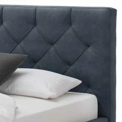 Stauraumbett In Blaugrau & Eiche - Tagma -Valganios Sales stauraumbett in blaugrau eiche mit 120 cm hohem kopfteil tagma 02