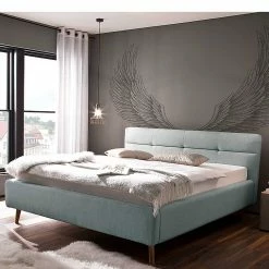 Stauraumbett In Hellem Blau & Eiche - Armele 3 Stauraumbett In Hellem Blau & Eiche - Armele -Valganios Sales stauraumbett in hellem blau eiche mit 50 cm komforteinstieg armele 01