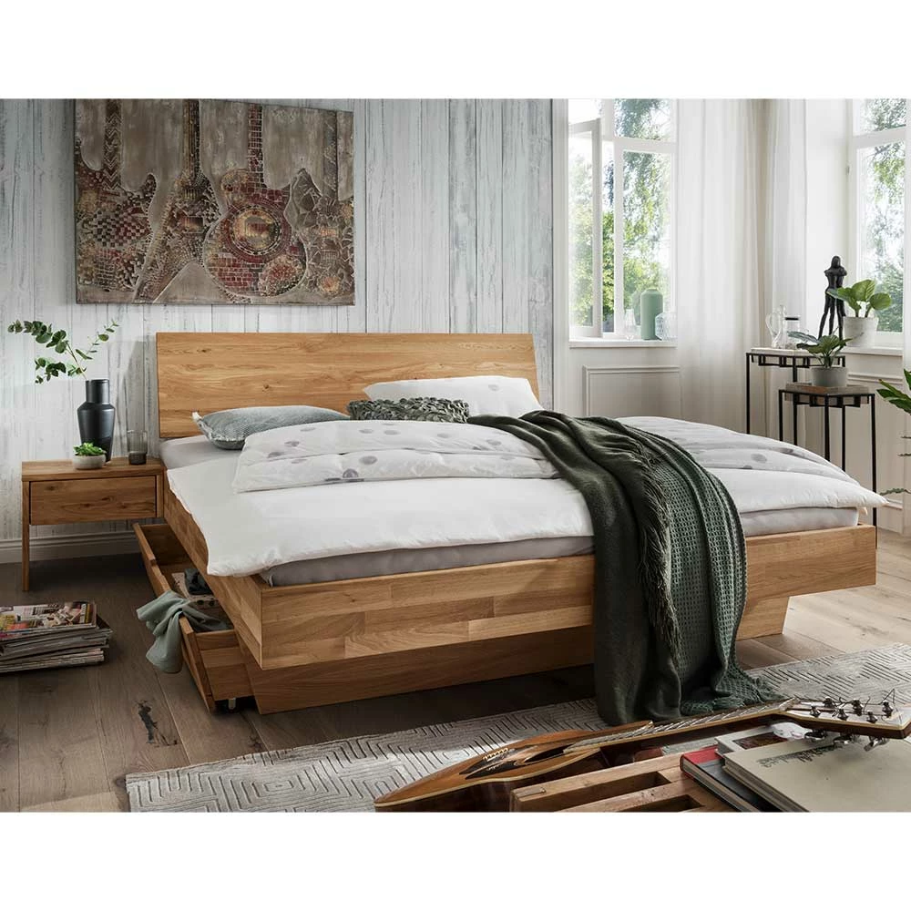 Stauraumbett & Nachtkonsolen - Esvilda I (dreiteilig) Stauraumbett & Nachtkonsolen - Esvilda I (dreiteilig) -Valganios Sales stauraumbett nachtkonsolen aus wildeiche massivholz esvilda i 01