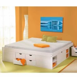 Stauraumbett Nanini In Weiß -Valganios Sales stauraumbett weiss nachttischen nanini 05