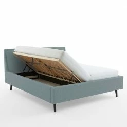 Stoff Bett In Hellblau Mit Schwarz - Longli 5 Stoff Bett In Hellblau Mit Schwarz - Longli -Valganios Sales stoff bett in hellblau mit schwarz massivholzbeine longli 03