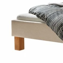 Webstoff Polsterbett In Beige & Natur Kernbuche - Shanny -Valganios Sales webstoff polsterbett in beige natur kernbuche holzfuesse 160x200 shanny 04