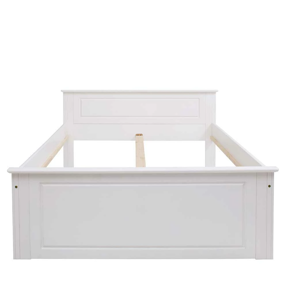 Weißes Bett & Nachttische - Velriva (dreiteilig) Weißes Bett & Nachttische - Velriva (dreiteilig) -Valganios Sales weisses bett nachttische aus kiefer massivholz velriva 02