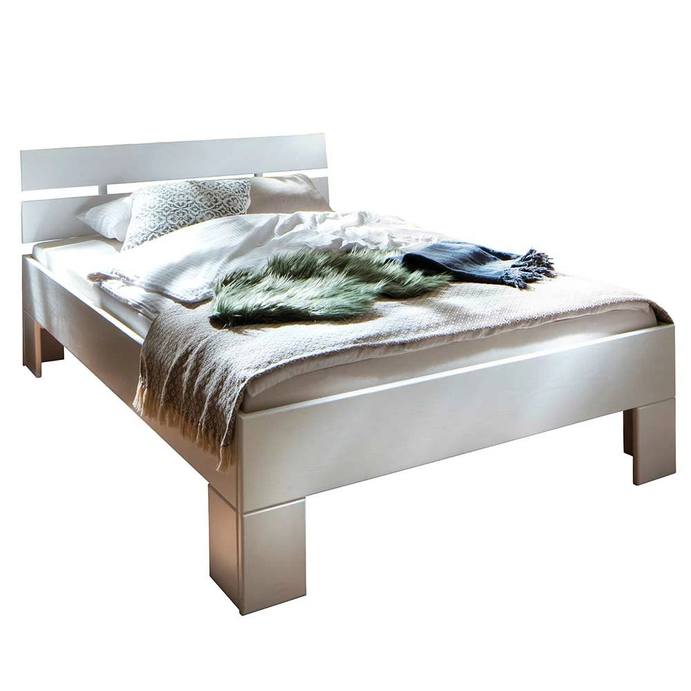 Weißes Bettgestell aus Fichte Massivholz - Snoudy Weißes Bettgestell Aus Fichte Massivholz - Snoudy -Valganios Sales weisses bettgestell aus fichte massivholz optional mit bettkasten snoudy f