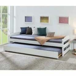 Weißes Bettgestell Mit Ausziehbett - Vodessa 4 Weißes Bettgestell Mit Ausziehbett - Vodessa -Valganios Sales weisses bettgestell mit ausziehbett 90x200 cm vodessa 02