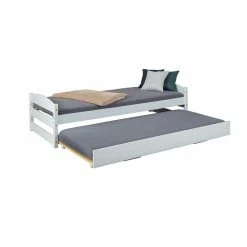 Weißes Bettgestell Mit Ausziehbett - Vodessa 5 Weißes Bettgestell Mit Ausziehbett - Vodessa -Valganios Sales weisses bettgestell mit ausziehbett 90x200 cm vodessa 03