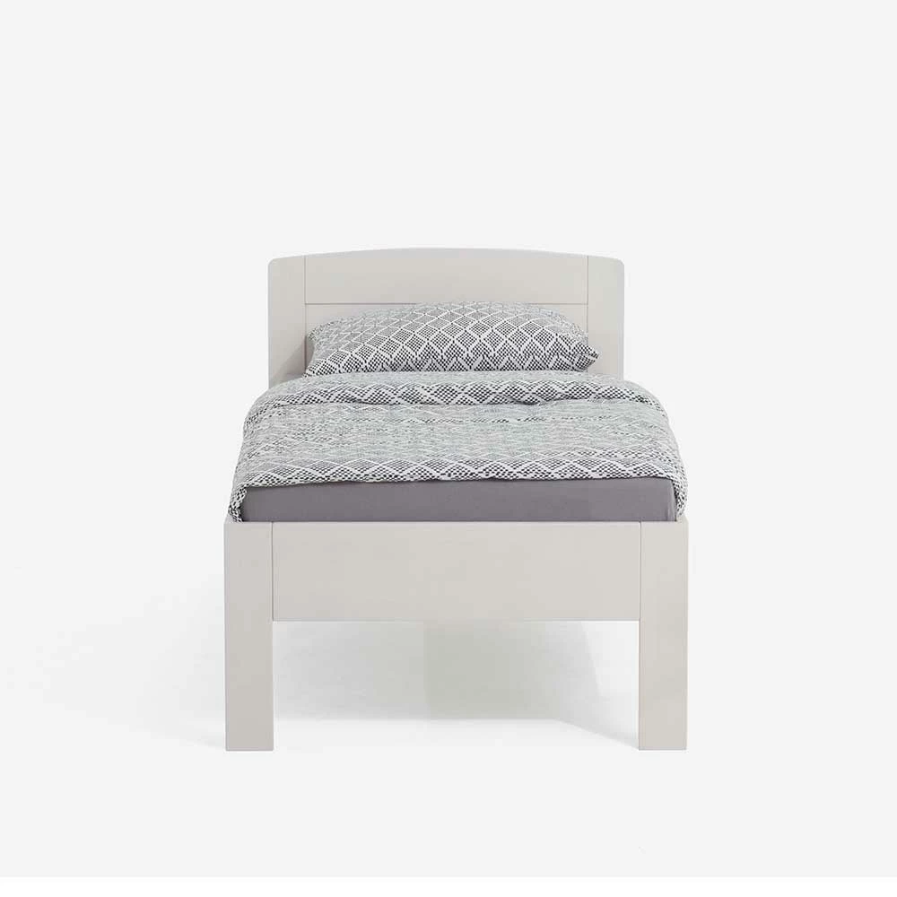 Weißes Buchenbett Varhida mit Kopfteil Weißes Buchenbett Varhida Mit Kopfteil -Valganios Sales weisses buchenbett kopfteil als einzelbett mit komforthoehe varhida 02