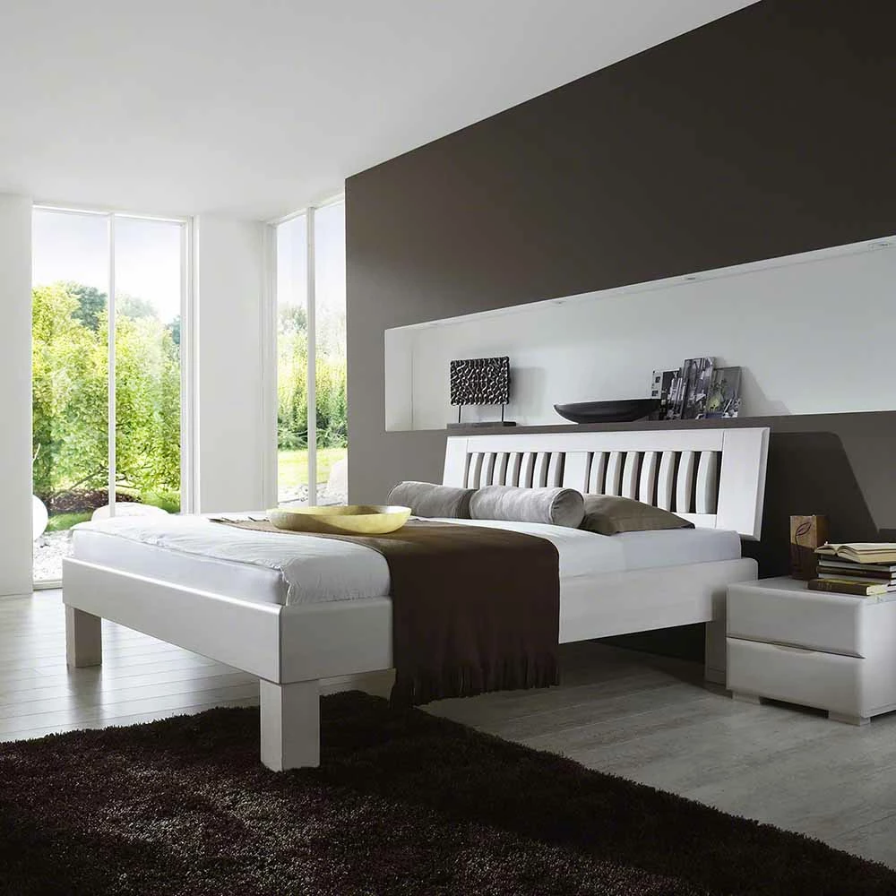 Weißes Doppelbett Calicantas aus Buche Massivholz Weißes Doppelbett Calicantas Aus Buche Massivholz -Valganios Sales weisses doppelbett aus buche massivholz inkl mittelsteg calicantas 01