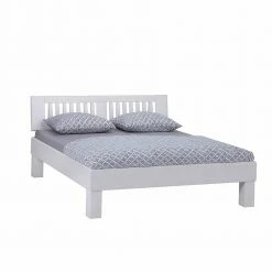 Weißes Doppelbett Calicantas Aus Buche Massivholz