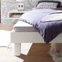 Weißes Einzelbett Mit Nachttisch - Livanov (zweiteilig) -Valganios Sales weisses einzelbett mit nachttisch aus buche massivholz livanov 03